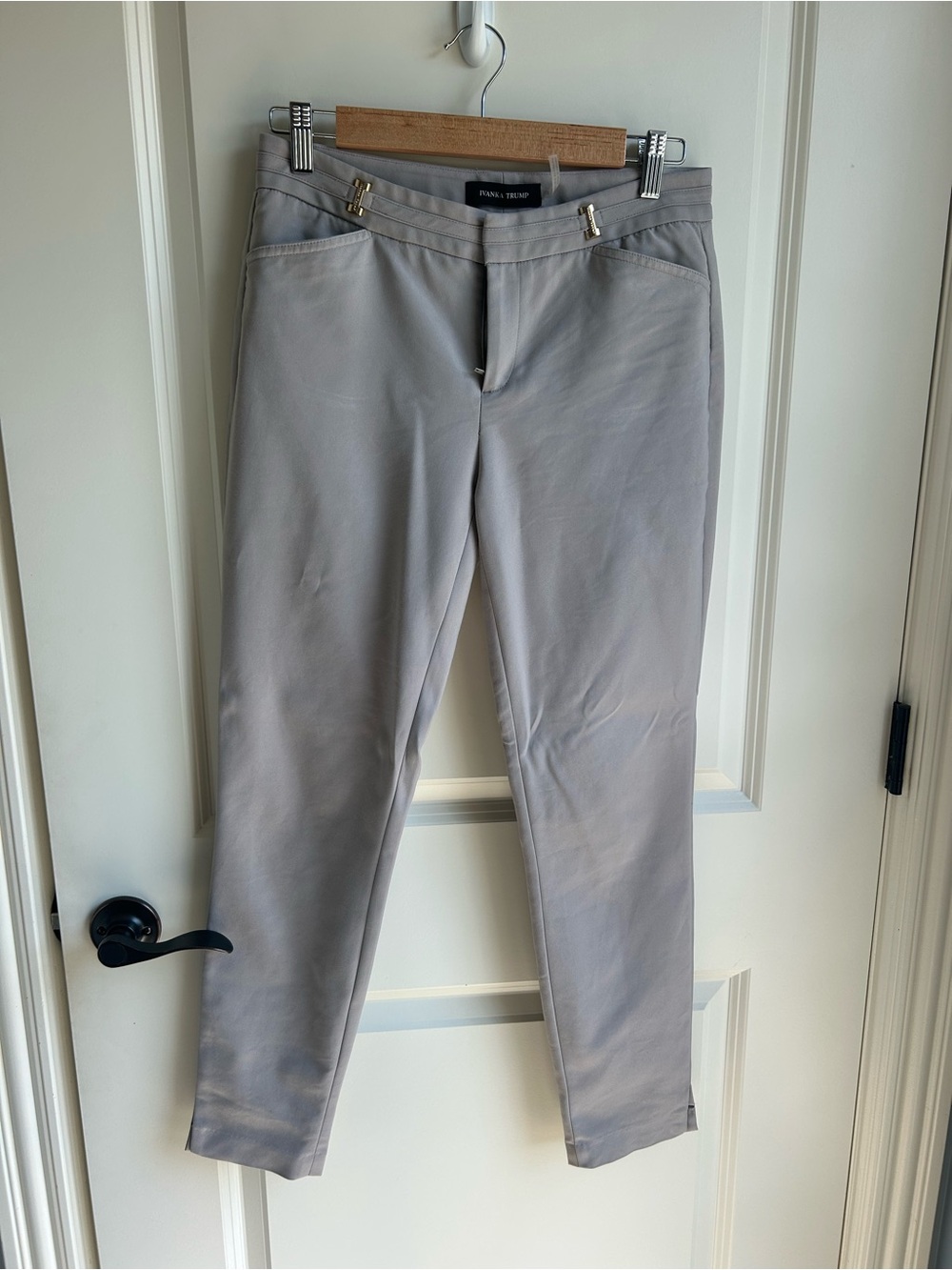 Ivanka Trump Women's Gray Slim Dress crop Pants 4